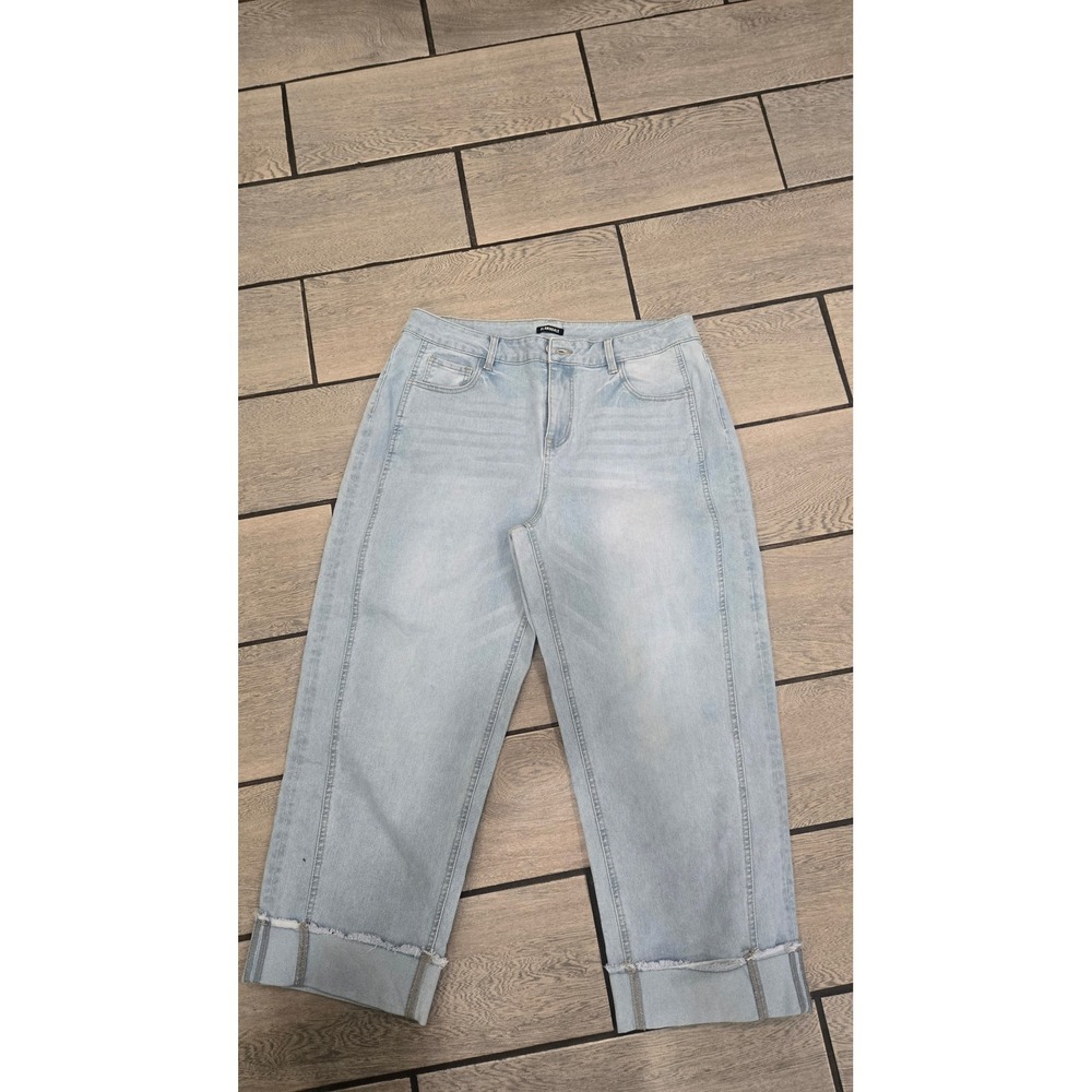 Flamingals Light Wash Wide Leg Cropped Jeans 2XL Light Blue Raw Hem 271244 HB